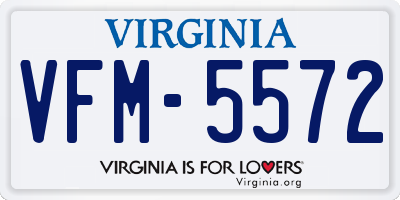 VA license plate VFM5572