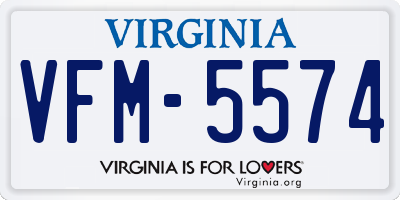 VA license plate VFM5574