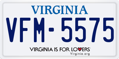 VA license plate VFM5575