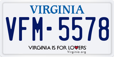VA license plate VFM5578