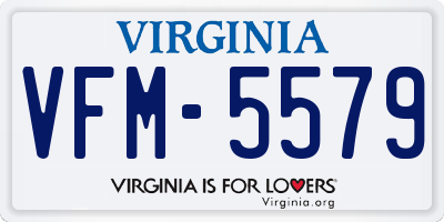 VA license plate VFM5579