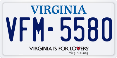 VA license plate VFM5580