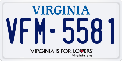 VA license plate VFM5581