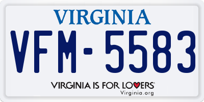 VA license plate VFM5583
