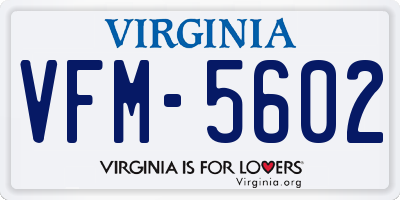 VA license plate VFM5602