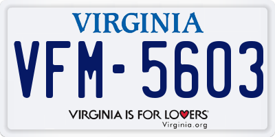 VA license plate VFM5603