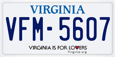VA license plate VFM5607