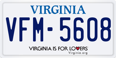 VA license plate VFM5608