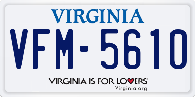 VA license plate VFM5610