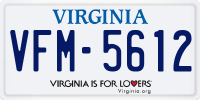VA license plate VFM5612