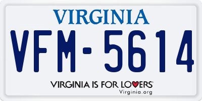 VA license plate VFM5614