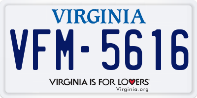 VA license plate VFM5616