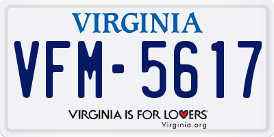 VA license plate VFM5617
