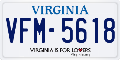 VA license plate VFM5618