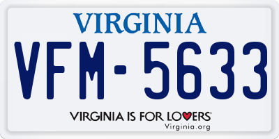 VA license plate VFM5633
