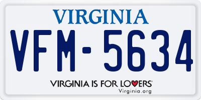 VA license plate VFM5634