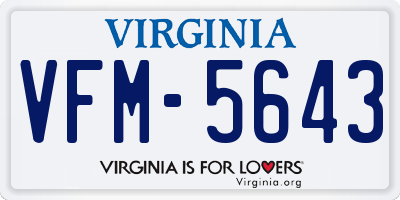 VA license plate VFM5643