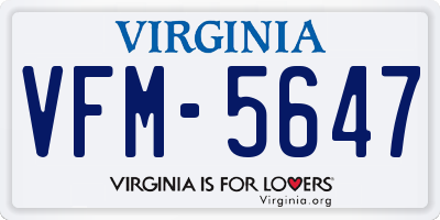 VA license plate VFM5647