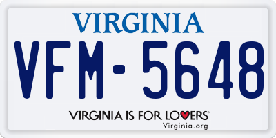 VA license plate VFM5648