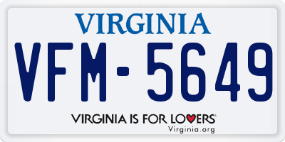 VA license plate VFM5649