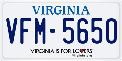 VA license plate VFM5650