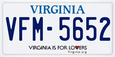 VA license plate VFM5652