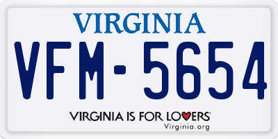 VA license plate VFM5654