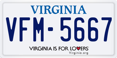 VA license plate VFM5667