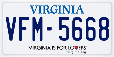 VA license plate VFM5668