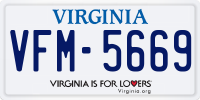VA license plate VFM5669