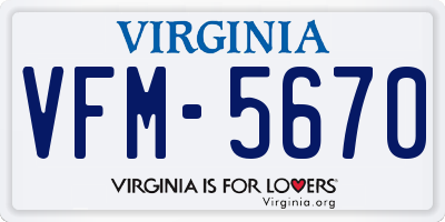 VA license plate VFM5670