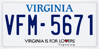 VA license plate VFM5671