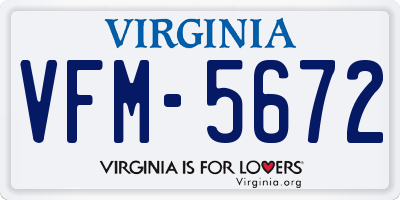 VA license plate VFM5672