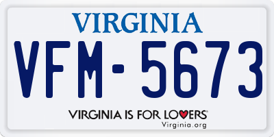 VA license plate VFM5673