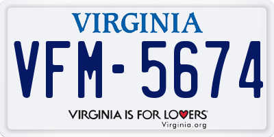 VA license plate VFM5674