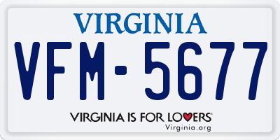 VA license plate VFM5677