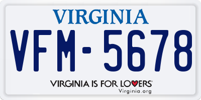 VA license plate VFM5678