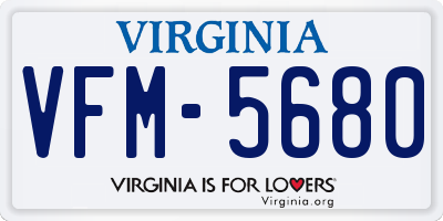 VA license plate VFM5680
