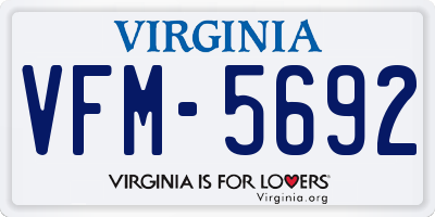 VA license plate VFM5692