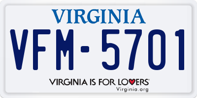 VA license plate VFM5701