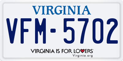 VA license plate VFM5702