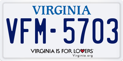 VA license plate VFM5703