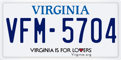 VA license plate VFM5704