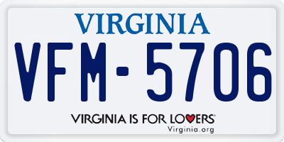 VA license plate VFM5706