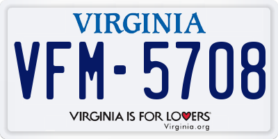 VA license plate VFM5708