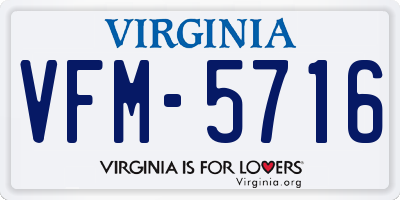 VA license plate VFM5716