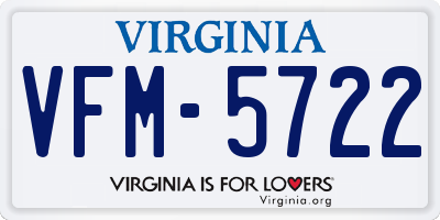 VA license plate VFM5722