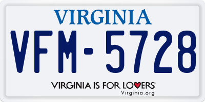 VA license plate VFM5728