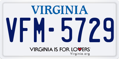 VA license plate VFM5729
