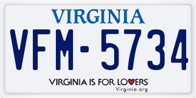 VA license plate VFM5734